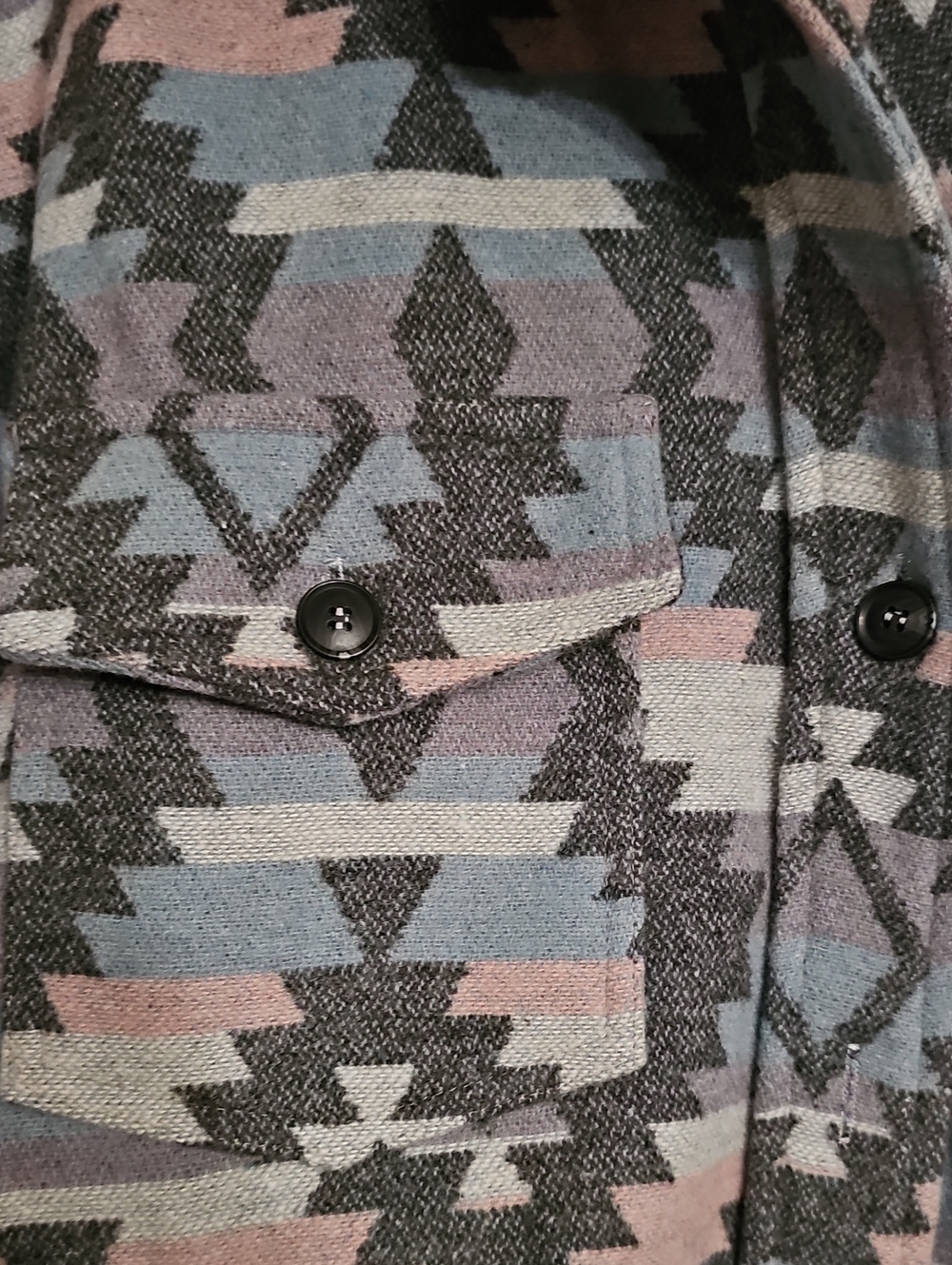 Oversized Jacket Shacket with Pockets Size Large Gray Blue multi New - Picture 3 of 15